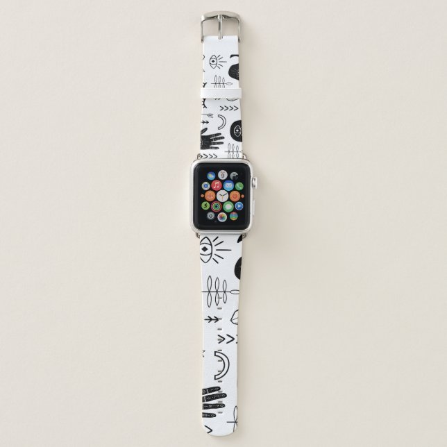 Magic hands, moon, ethnic pattern. apple watch band (Front)