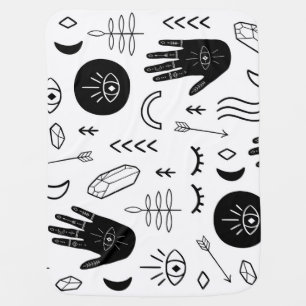 Magic hands, moon, ethnic pattern. baby blanket