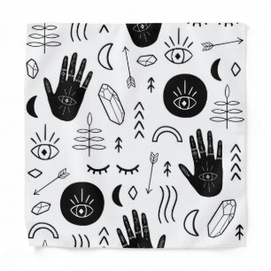 Magic hands, moon, ethnic pattern. bandana