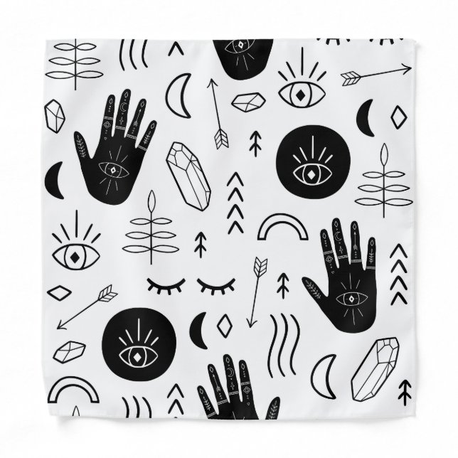 Magic hands, moon, ethnic pattern. bandana (Front)