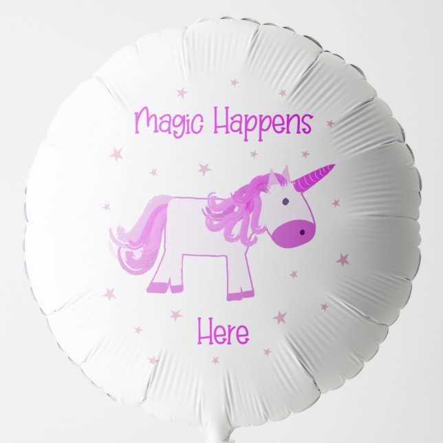 Magic Happens Here Unicorn Balloon (Front)