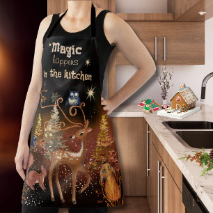 Magic Happens in the Kitchen- Whimsical Christmas  Apron
