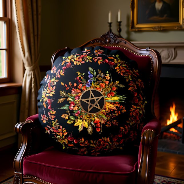 Magic Harvest with Pentagram Round Pillow (Creator Uploaded)
