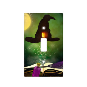 Magic Hat & Magical Spell Book Whimsical Halloween Light Switch Cover