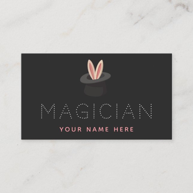 Magic Hat Rabbit Bunny Ears Magician Social Media  Business Card (Front)