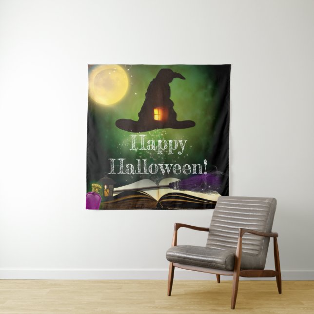 Magic Hat & Spell Book Halloween Party Backdrop (In Situ)