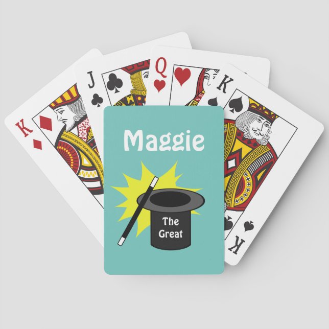 Magic Hat Teal Personalized Poker Cards (Back)