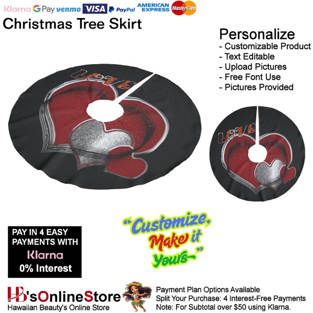 Magic Heart Black Tree Skirt with Black Background (Magic Heart Tree Skirt with Black Background.)