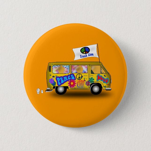 Magic Hippie Van Pinback Button (Front)