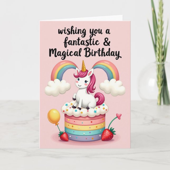 Magic Horned Creature Birthday Card (Front)