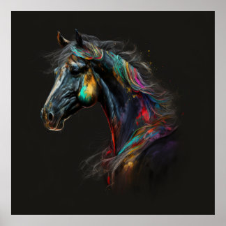 Magic Horse, Abstract Colors , Art Print Wall