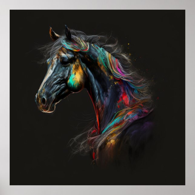 Magic Horse, Abstract Colors , Art Print Wall (Front)