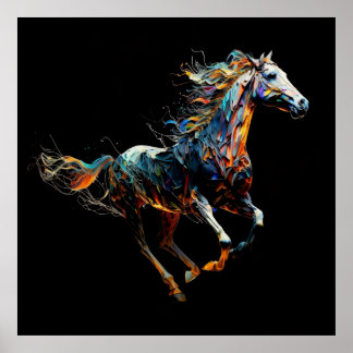 Magic Horse, Abstract Colors , Art Print Wall
