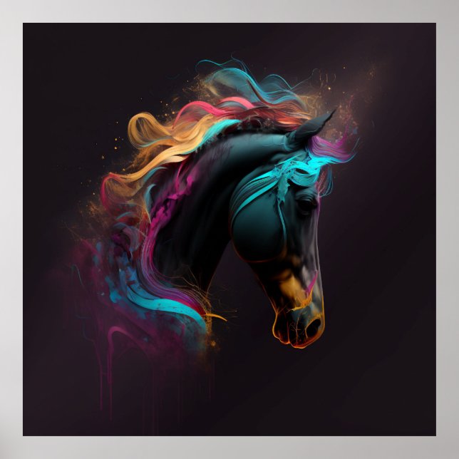 Magic Horse, Abstract Colors , Art Print Wall (Front)