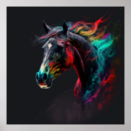 Magic Horse Abstract Colors  Art Print Wall
