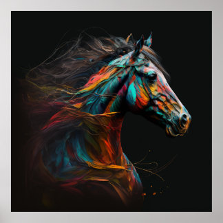 Magic Horse, Abstract Colors , Art Print Wall