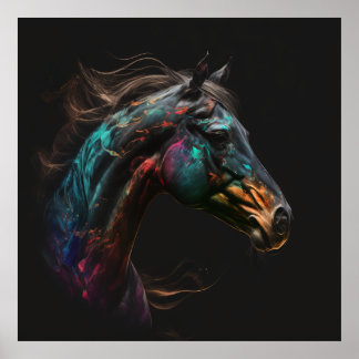 Magic Horse, Abstract Colors , Art Print Wall