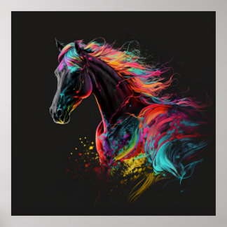 Magic Horse, Abstract Colors , Art Print Wall
