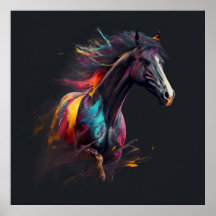 Magic Horse, Abstract Colors , Art Print Wall