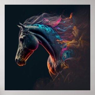Magic Horse, Abstract Colors , Art Print Wall