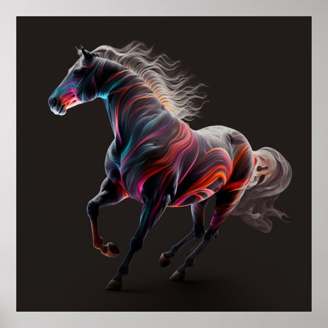 Magic Horse, Abstract Colors , Art Print Wall (Front)