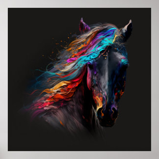 Magic Horse, Abstract Colors , Art Print Wall