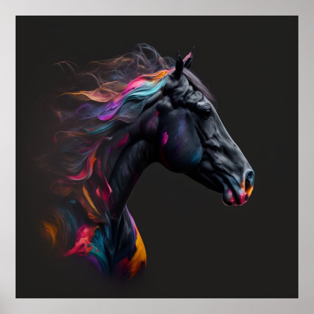 Magic Horse, Abstract Colors , Art Print Wall (Front)