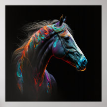 Magic Horse, Abstract Colors , Art Print Wall