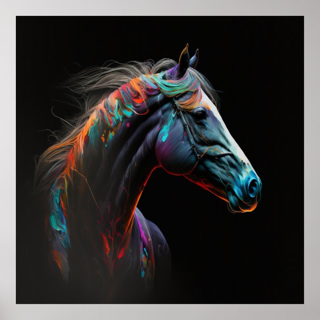 Magic Horse, Abstract Colors , Art Print Wall (Front)