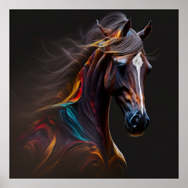 Magic Horse, Abstract Colors , Art Print Wall (Front)