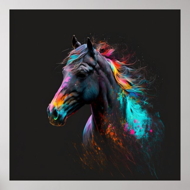 Magic Horse, Abstract Colors , Art Print Wall (Front)