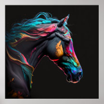 Magic Horse, Abstract Colors , Art Print Wall