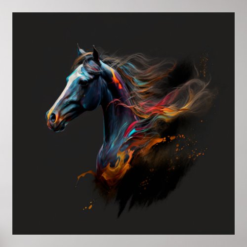 Magic Horse Abstract Colors  Art Print Wall