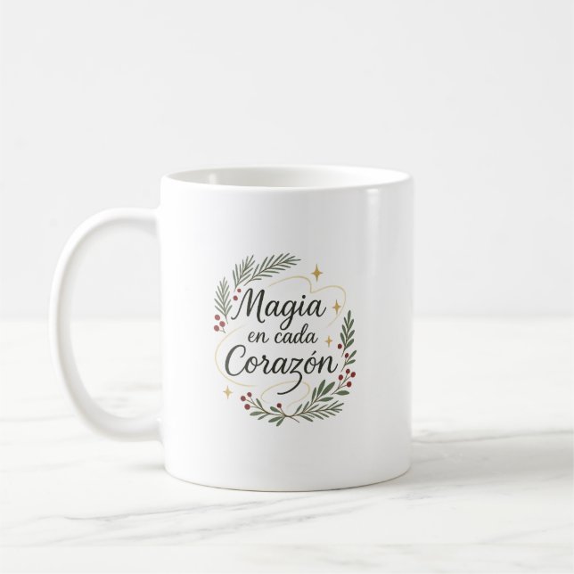 ✨ Magic in Every Heart - Christmas Calligraphy Coffee Mug (Left)