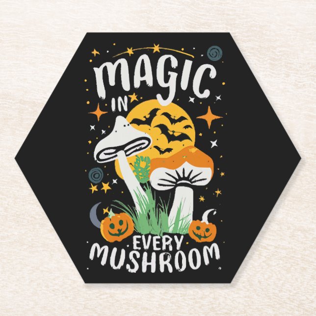 Magic in Every Mushroom! Paper Coaster (Front)