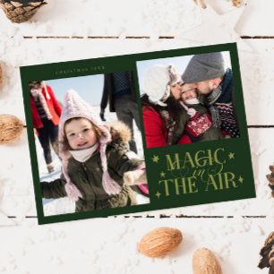 Magic In The Air Green Multi Photo Holiday Card