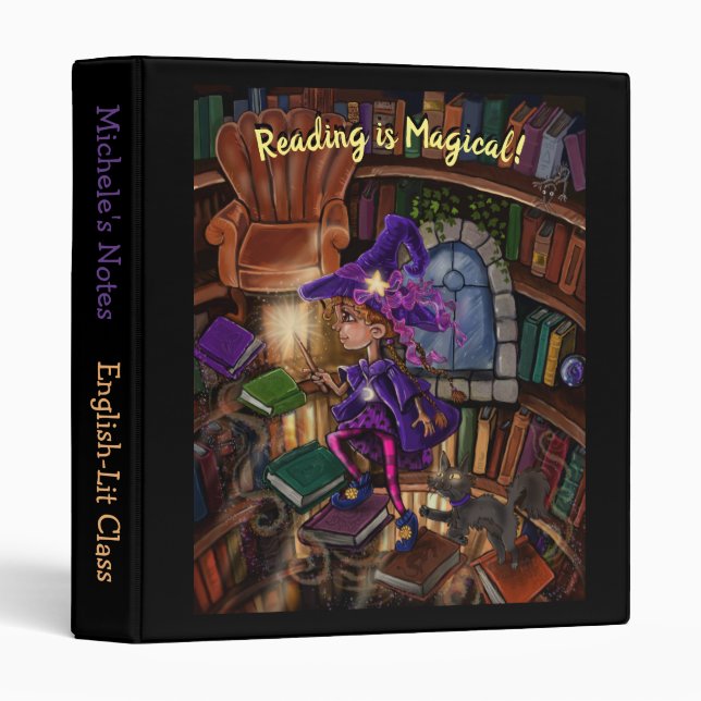 Magic In the Library 'Reading is Magical' 3 Ring Binder (Front/Spine)