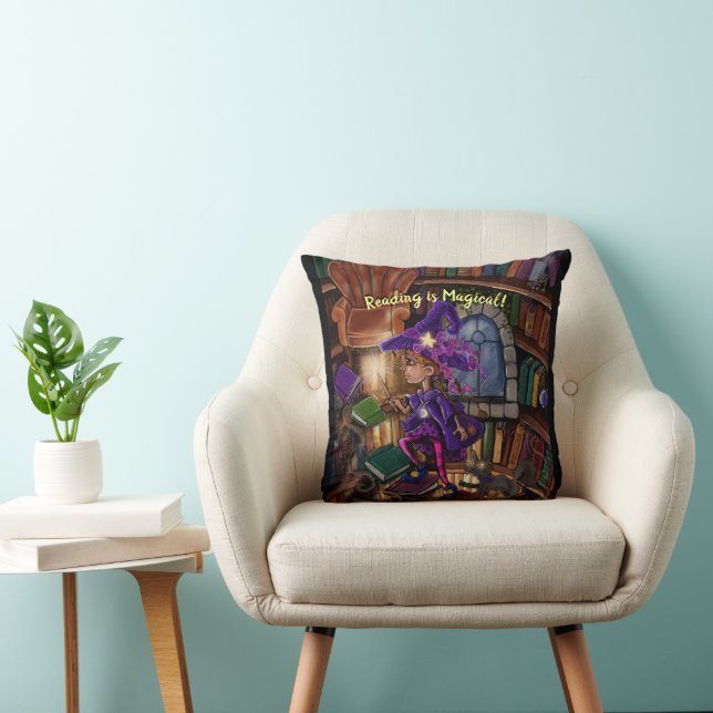 Magic In the Library 'Reading is Magical' Throw Pillow (Chair)