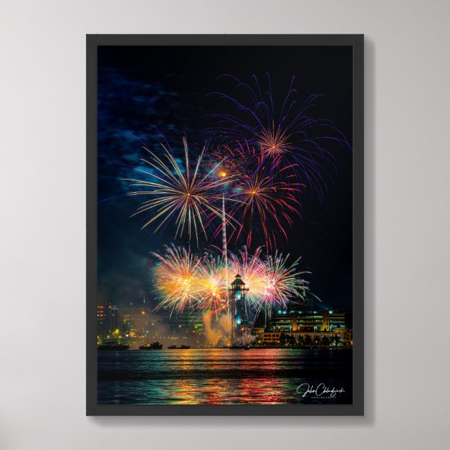 Magic in the Night — Erie’s Sky Ablaze Framed Art (Framed Front)