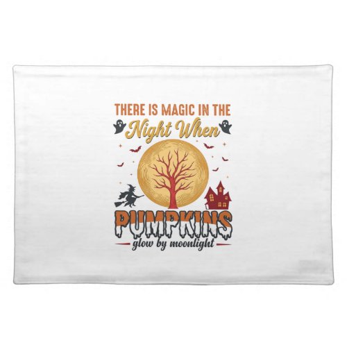 Magic in the Night Halloween Pumpkins Vintage Desi Cloth Placemat