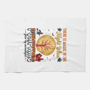 Magic in the Night Halloween Pumpkins Vintage Desi Kitchen Towel