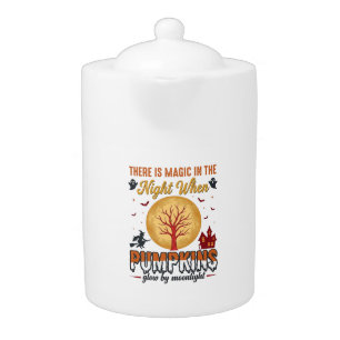 Magic in the Night Halloween Pumpkins Vintage Desi Teapot