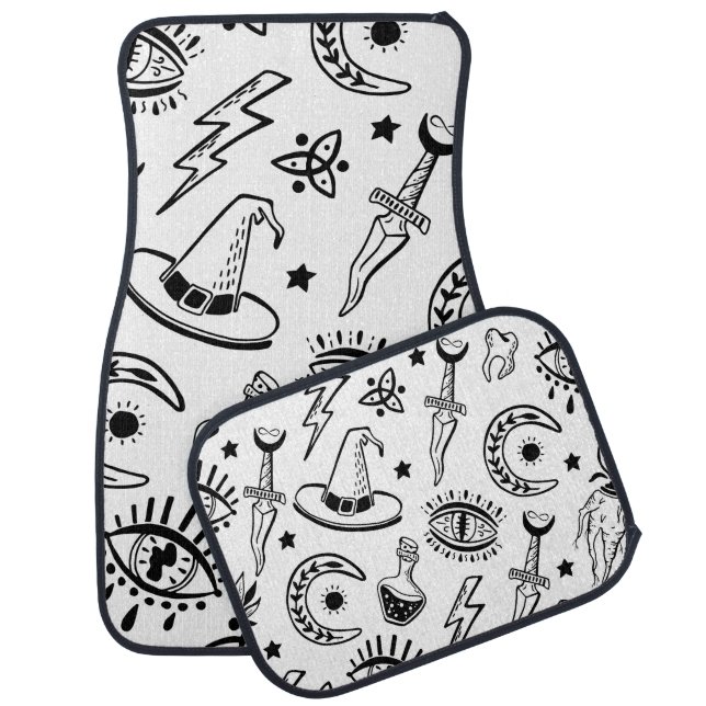 Magic Ink Drawing Seamless Pattern Car Floor Mat (Set)