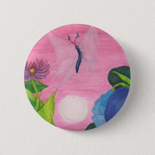 Magic Insect Butterfly Transformation Illustration Button (Front)