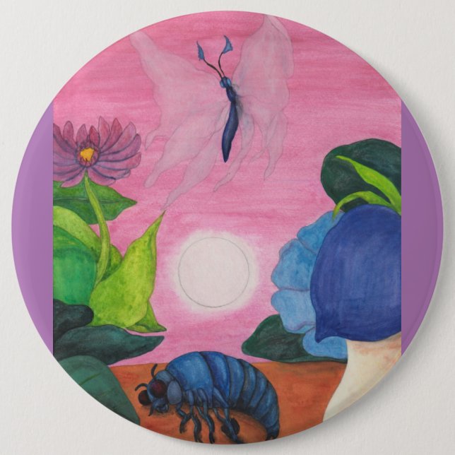 Magic Insect Butterfly Transformation Illustration Button (Front)