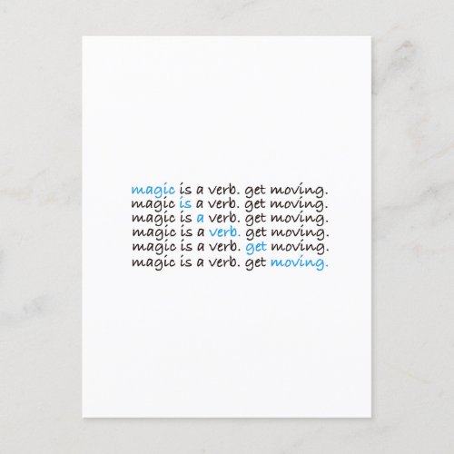 Magic is a verb postcard