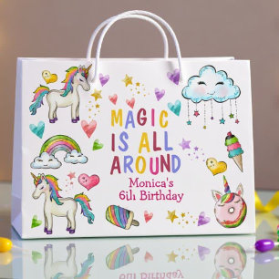Magic is all around unicorn birthday large gift bag