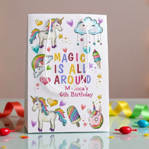 Magic is all around unicorn birthday medium gift bag