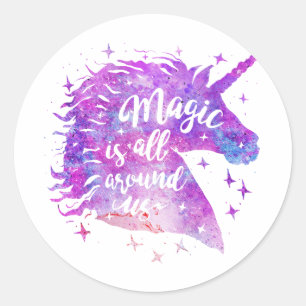 Magic is all around us - Choose background color Classic Round Sticker