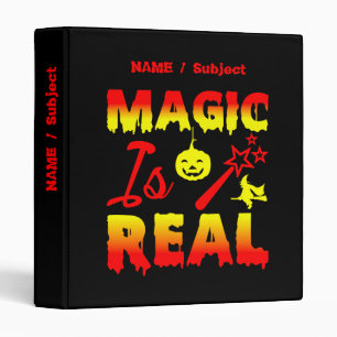 Magic Is Real Halloween Pumpkin Witch Spell Wand 3 Ring Binder